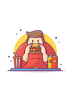 Fat Guy Eating Burger