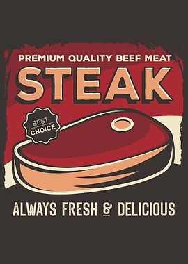 Beef Steak Vintage Poster