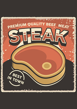 Beef Steak Vintage Poster