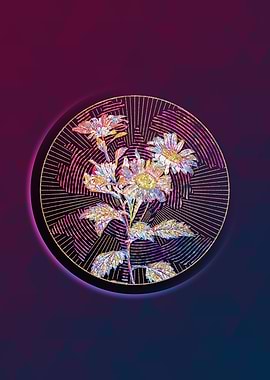 Red Aster Flowers Mosaic