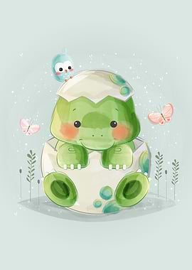 Baby Dino In A Hatched Egg
