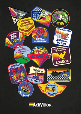 Retro Patches Poster Black