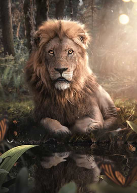 Lion in The Woods