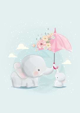 Mommy and Baby Elephant