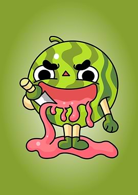watermelon cute monster