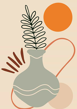 Nordic abstract leaf line