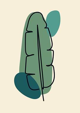 Tropical leaf one line art