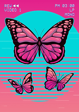 Vaporwave Butterfly Retro