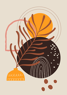 Boho leaf geometric line