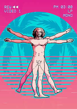 Vitruvian Man Vaporwave