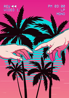 Creation Of Adam Vaporwave