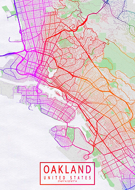 Oakland City Map Colorful