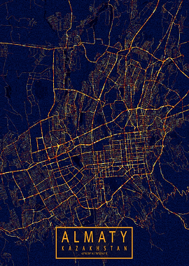 Almaty Map City At Night