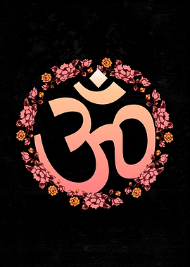 Floral Om Sign Aum Symbol