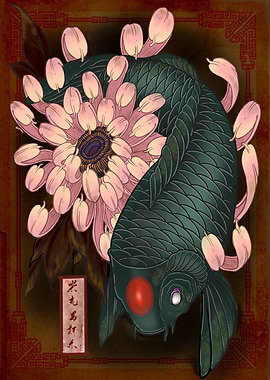 Koi and chrysanthemum