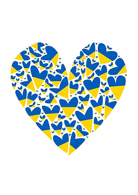 Ukraine Flag in Hearts