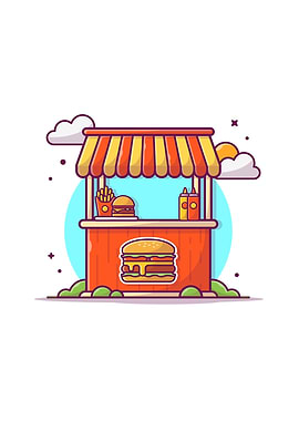 Burger Stand Cartoon