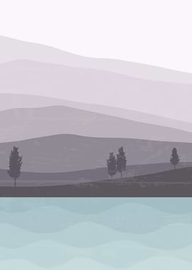 Mountain forest tree river