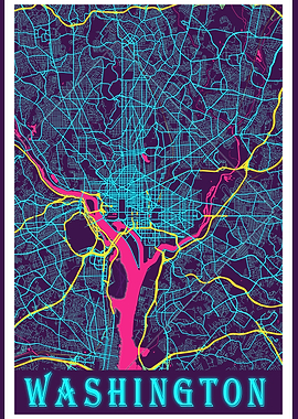 Washington Map Neon