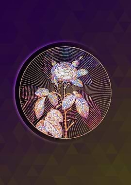 Red Gallic Rose Mosaic