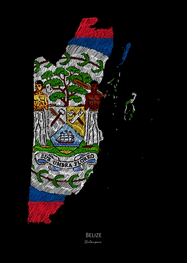 Belize Belmopan Flag Map