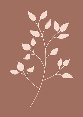 Brown tropical leaf print