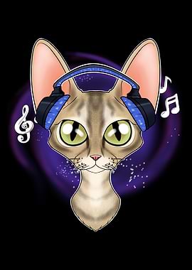 Cute Devon Rex Cat I Music