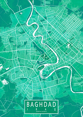 Baghdad Map Watercolor