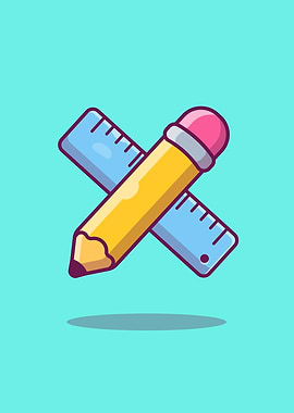 Pencil And Ruler Cartoon