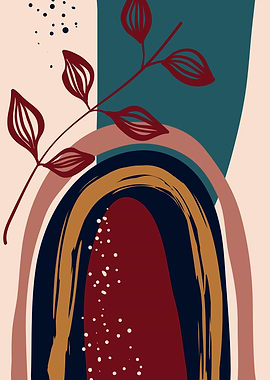 Boho rainbow leaf shapes