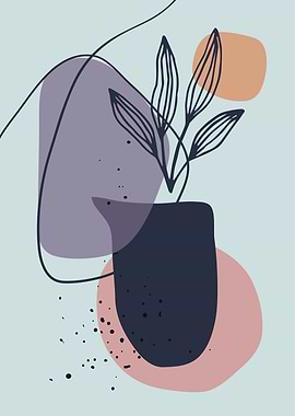 Tropical leaves line art