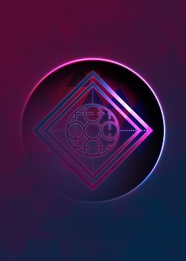 Vector Neon Glyph Rune Art