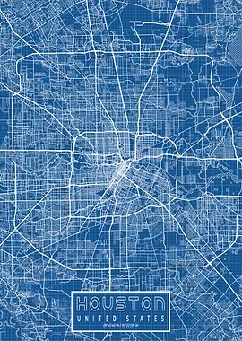 Houston City Map Blueprint
