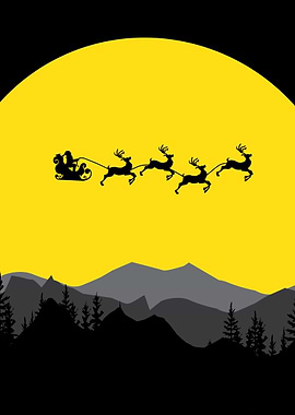 Santa Claus flying moon