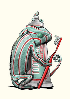 Chameleon Brushing teeth