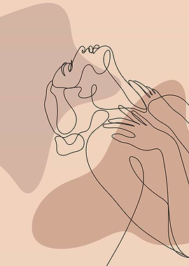 Erotic nude woman line art