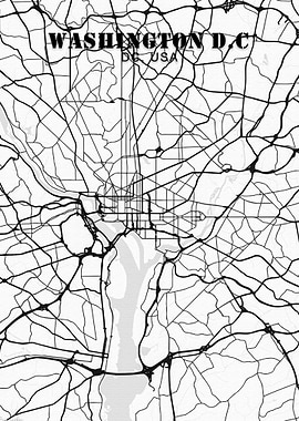 Washington DC USA Map Art