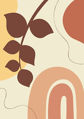 Boho rainbow abstract leaf