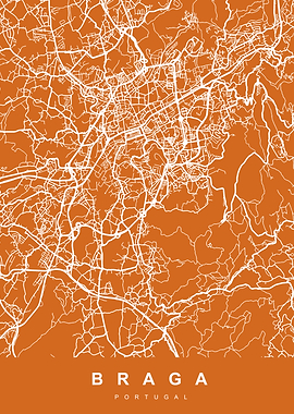 BRAGA City Map PORTUGAL