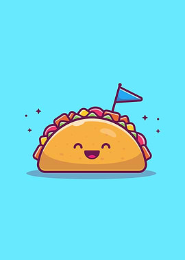 Cute Taco With Flag