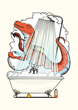 Velociraptor in the Shower
