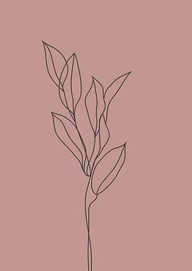 Tropical leaves line art