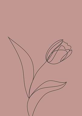 Tulip flower one line art