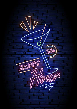 Neon Happy Hour Beach Bar