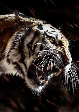 angry tiger on fire poster