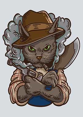 Cat With Gun and Cleaver