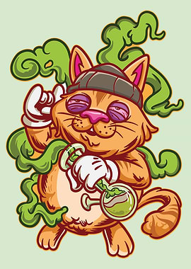 Cat With Bong Poster