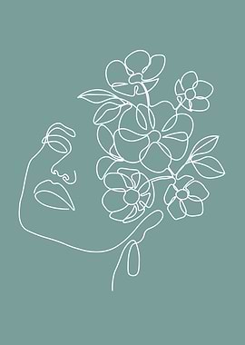 Floral Woman one line art