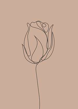 Rose bud floral line art