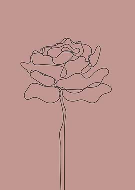 Elegant rose one line art